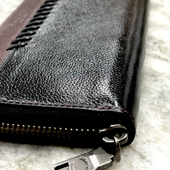Coach Authentic Sport Calf Leather Whip Stitched Brown/Black Wallet - Picture 9 of 12